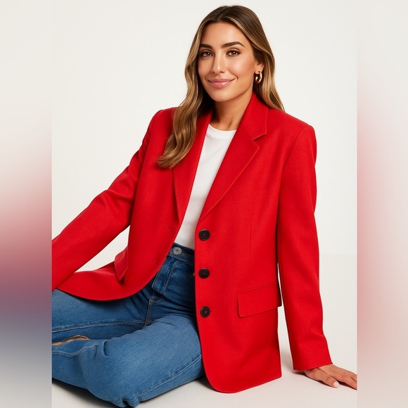 NWT Topshop Red Oversized Single Breasted Blazer Size 8 - Picture 1 of 9